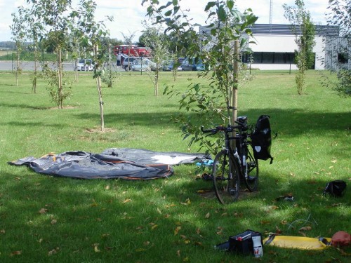 Lunch, siesta, tent dry out by the fire brigate.