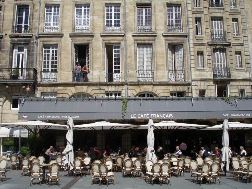 The typical French outdoor cafes and restaurants