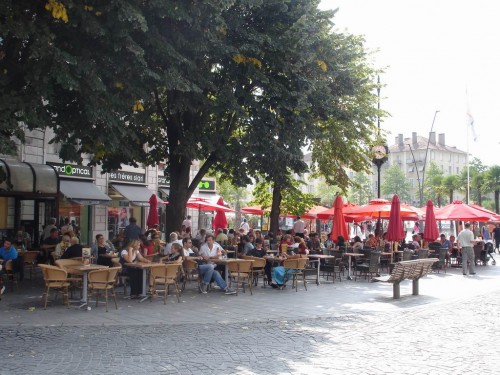 Cafes in one of the plazas