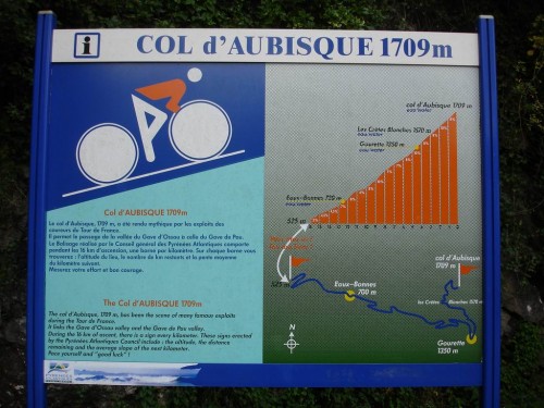 Col d'Aubisque welcome sign