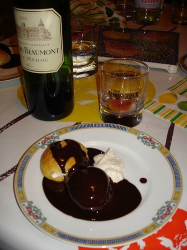 The final punch with profiteroles