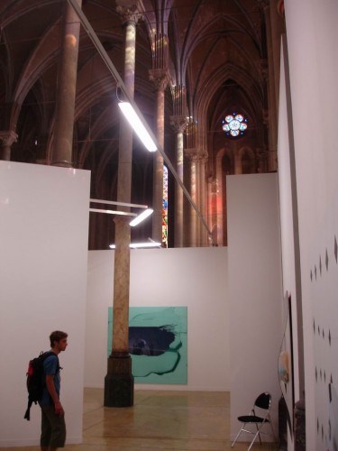 A random art exhibition inside a church